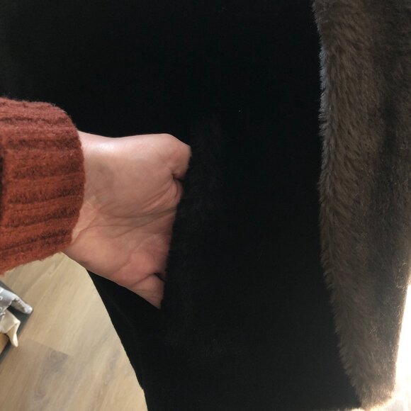 Vintage Princeton's O'llegro Faux Fur Coat, Black and Brown - Picture 7 of 7
